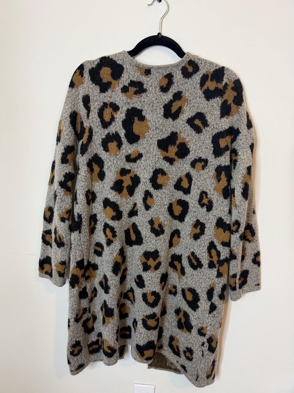 Fortune + Ivy Leopard Print Open Front Cardigan Sweater - Picture 3 of 3